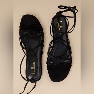 New with tags lulus Laing Black Suede Knotted Lace-Up Sandals